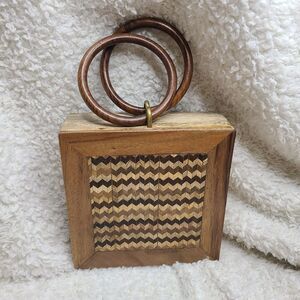 LULU Brooke Wooden‎ Box Mini Bag Zigzag Chevron Purse